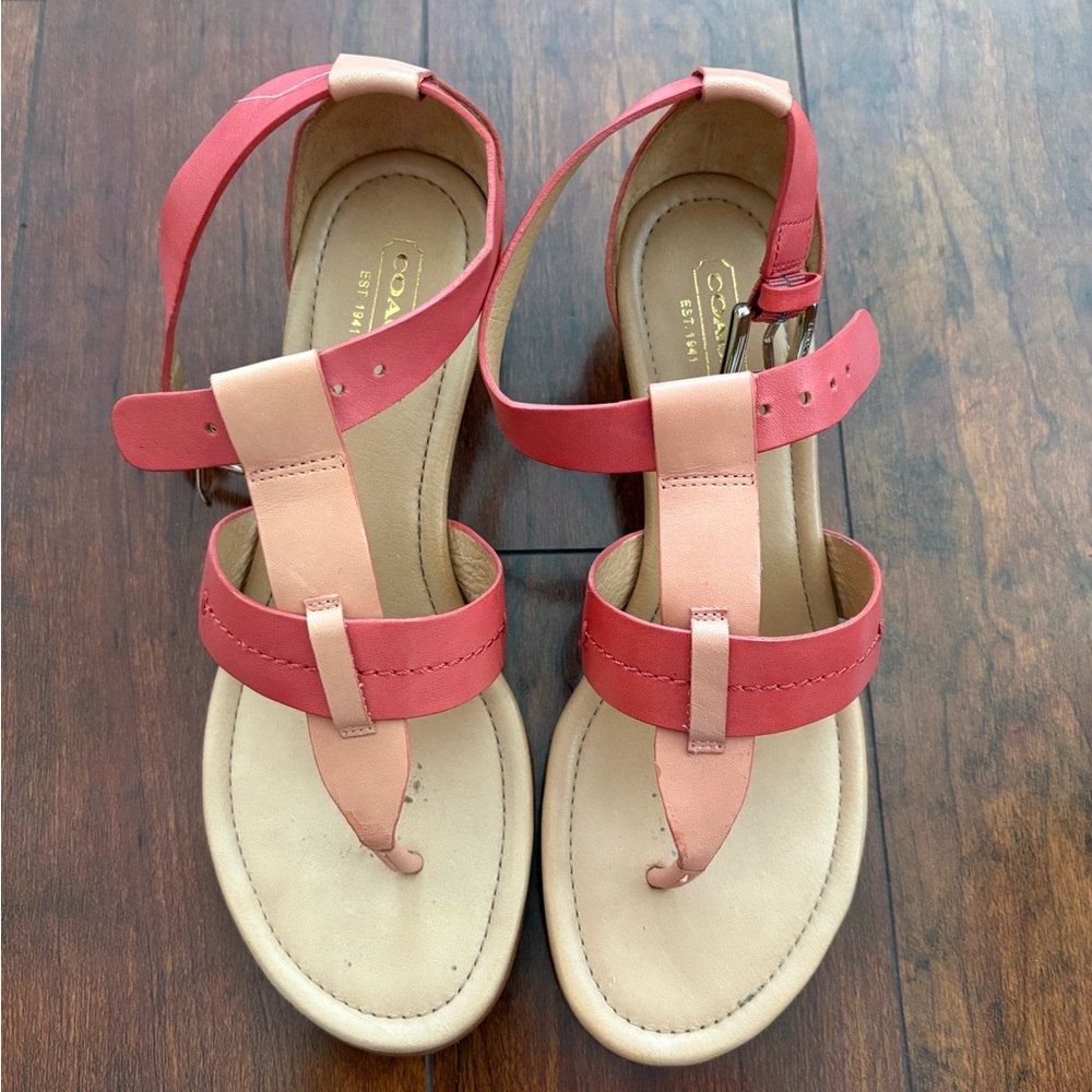 Womens Size 6.5 Coach Leather Strap Heels Back Strap